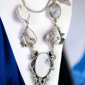 Bold Necklace Women - Handcrafted Dendritic Agate Artisan Jewelry